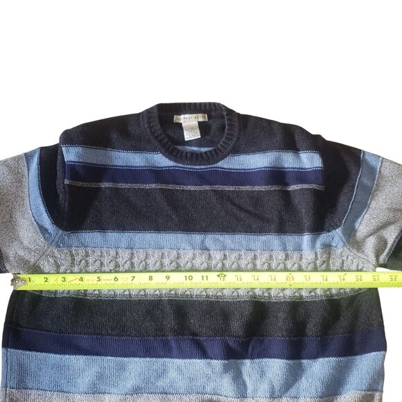 Vintage Geoffrey Beene Mens Knit Sweater Striped Chunky Fisherman Coastal Casual - Picture 6 of 7